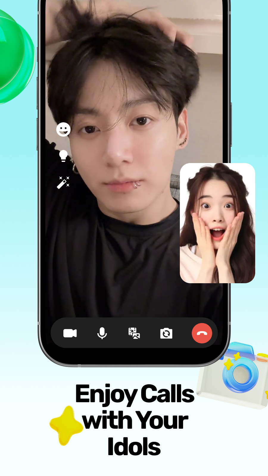 Simulated idol video call in progress